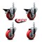 Service Caster 3.5'' Red Polyurethane Wheel Swivel 3/4'' Square Stem Caster Set 2 Brake, 4PK SCC-SQ20S3514-PPUB-RED-PLB-34-2-S-2 - alternate 5